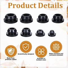 40Pcs Rubber Plugs for Holes Assorted Sizes, Black Rubber Stoppers Grommets B…
