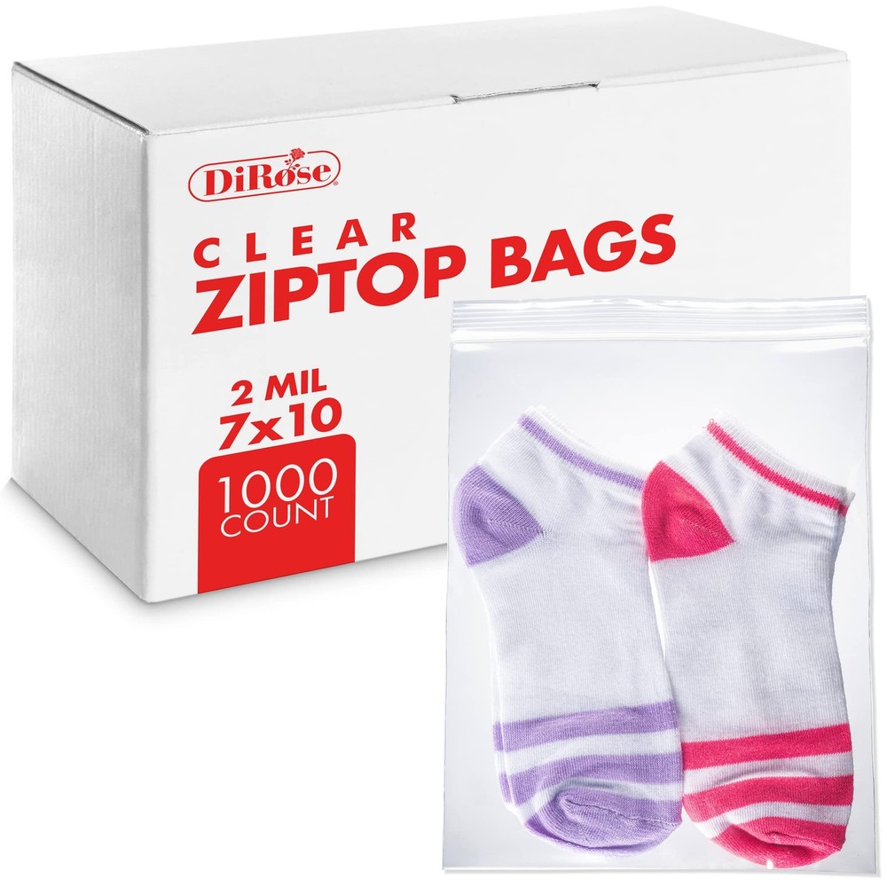 Dirose – 7 x 10 Reclosable Poly Zip Bags (1000 Count), 2 Mil – Plastic Zip&lock