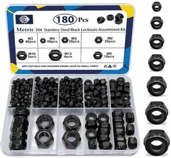 Comprehensive 180 Piece Black Locknut Kit for DIY Enthusiasts and Professionals