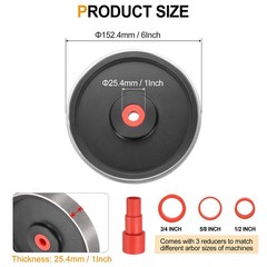 Diamond Lapidary Wheel 6 Inch x 1 Inch Arbor Hole 240 Grit with Reducer