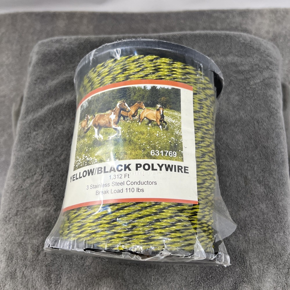 1312 ft. Yellow / Black 400 Meter Poly Wire Electric Fencing Livestock Fence Rol