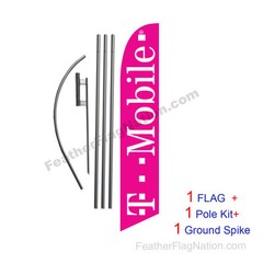 T-mobile (pink) Feather Banner Swooper Flag Kit with pole+spike