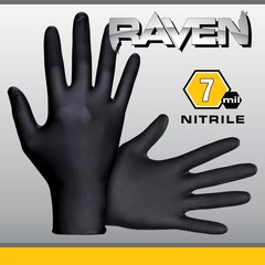 SAS Safety 66518 Raven Powder-Free Disposable Black Nitrile 6 Mil Gloves, Lar…