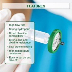 50PCS Sterile Syringe Filter PES Hydrophilic Filtration 0.22μm 33mm Individually