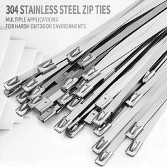 Metal Zip Ties 11.8 inch 100pcs 11.8x 0.18 x 0.01 inches (L*W*T), Silver