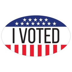 2-1/2″ x 1-1/2″ “I VOTED” Oval Shaped Label with Stars and Stripes Design (250