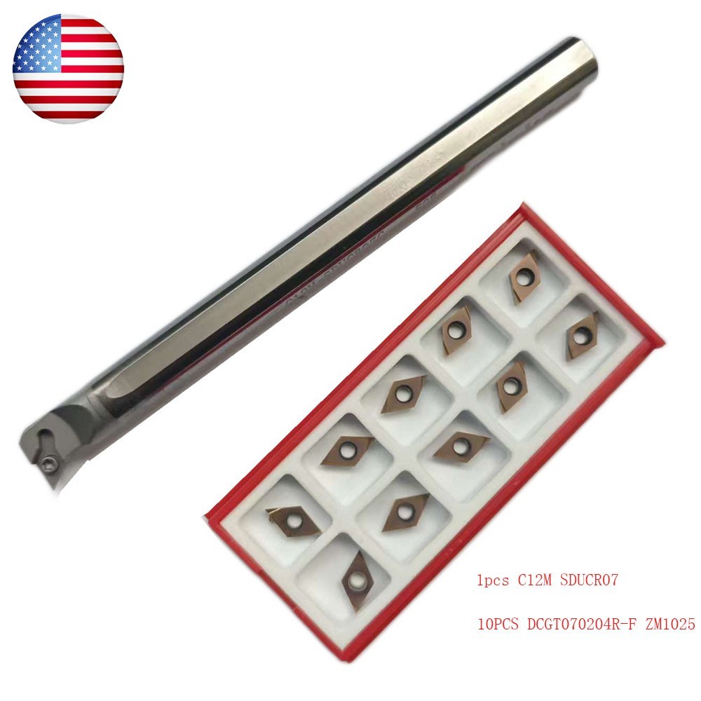 Solid Carbide Boring Bar 12mm*150mm C12M-SDUCR-2 + 10PCS DCMT 070204L-F USA