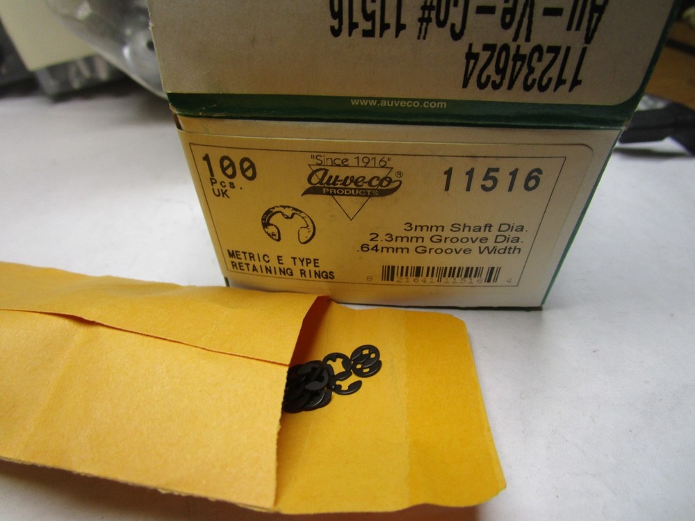 Auveco No. 11516 3.0mm E-Type Retaining Rings Din 1500 Phosphate/Oil QTY 100