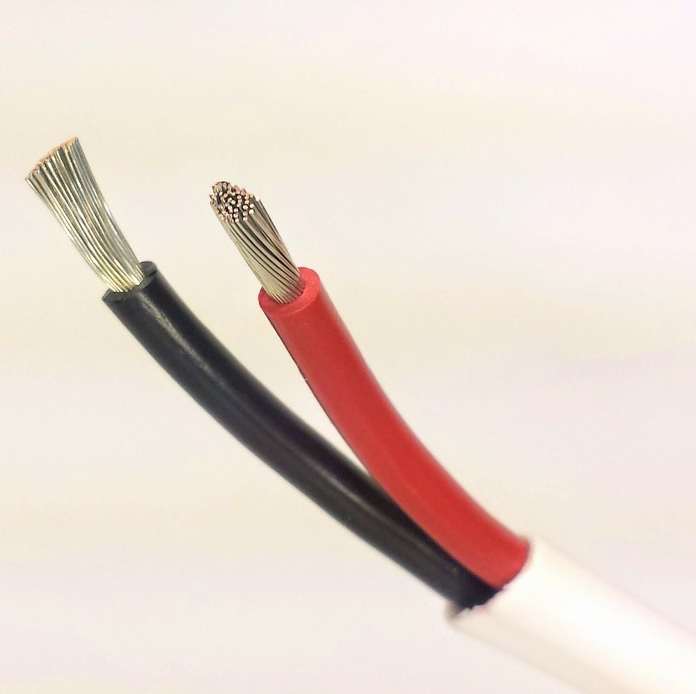 16/2 AWG Gauge Marine Grade Wire, Boat Cable, Tinned Copper, Flat Black/Red