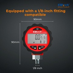 Elitech PG-30Pro Red Refrigeration HVAC Digital Pressure Gauge 87+ Refrigerants