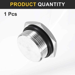 HARFINGTON 304 Stainless Steel Pipe Plug Fitting M27x1.5 M27x1.5, Silver
