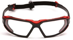 Pyramex Highlander Safety Eyewear, Clear Anti-Fog Lens With Black/Red Frame