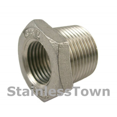 Stainless Pipe Bushing 1/2″ x 3/8″ Type 304 Stainless 18-8