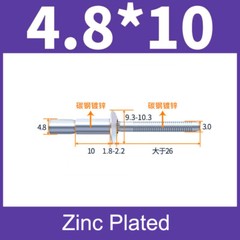 Structural Pop Rivets Dome Head Steel Monobolt Breakstem Fasteners 4.8mm 6.4mm