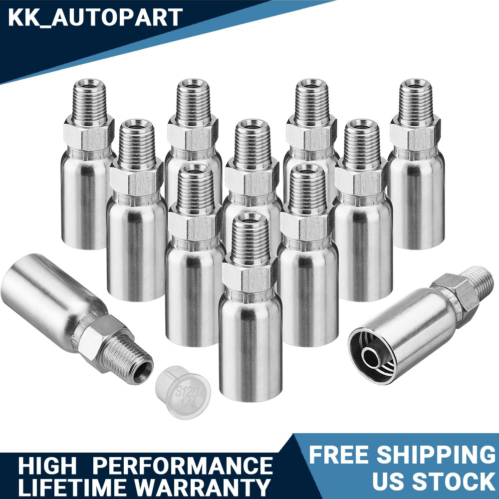 12 PACK 1/4″ NPTF Hydraulic Hose Fittings: 3/8″ I.D. Hose x 1/4″ NPTF Male Steel