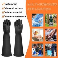 Chemical Resistant Long Rubber Gloves Heavy Duty Reusable 14 18 22 Inch