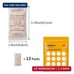 wisedry 20 Gram [12 Packs] Rechargeable Silica Gel Packets Microwave Fast Reacti