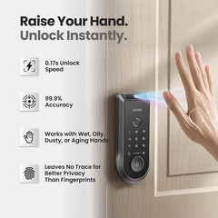 Lockin Veno Smart Deadbolt Lock with Palm Vein, Keyless Single Battery, Black