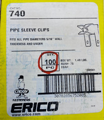 Erico Caddy 740 Pipe Sleeve Clip 1 PACK (100 EACH)