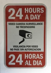 24 Hours A Day Video Camera Surveillance Metal Aluminum Sign Legend Bilingual