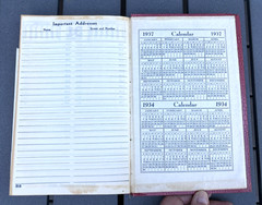 Vintage junk journal diary memo book Daily Calendar 1935 pink faux lizard unused