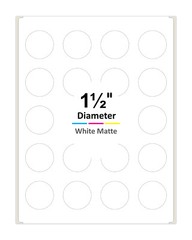 1.5 Inch Round Labels for Laser / Inkjet Printers Permanent Adhesive White Matte