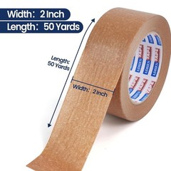 Adhes Biodegradable Brown Paper Packing Tape 3 Rolls 2 Inch x 50 Yards,