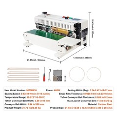 Continuous Bag Band Sealing Machine,0.24-0.47 in/6-12 mm Seal Width