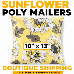 Sunflower Poly Mailers 10×13 Designer Shipping Bags Self Seal Cute