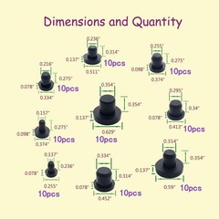 100 Pcs Silicone Rubber Hole Plugs Set – 9 Sizes T-Type Black Silicone Plugs …