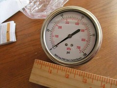 Stainless 3-1/2″ Pressure GAUGE 1/4″npt back port 0-100psi filled #4CFV2 (#-83)