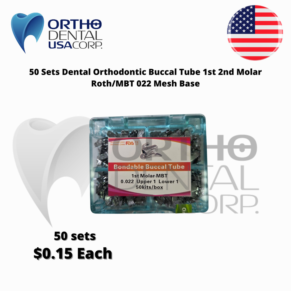 50 Sets 200 Dental Orthodontic Buccal Tube 1st 2nd Molar Roth/MBT 022 Mesh Base.