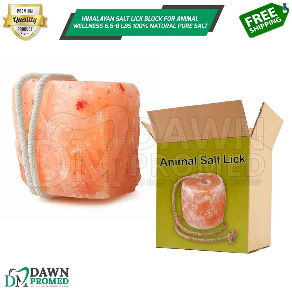 Himalayan Salt Lick Block for Animal Wellness 6.5-8 lbs. 100% Natural Pure Salt