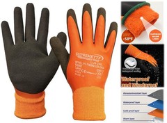 2 PAIR ORANGE Coated Waterproof Thermal Insulated Warm Winter WORK GLOVES S-2XL