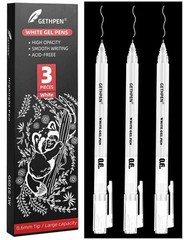 GETHPEN 0.6mm Fine Point White Gel Pens, 3-Pack for Artists 0.6mm,