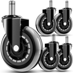 Office Chair Wheels – Replacement Rubber Wheels – Universal Fit 3 Inch Casters