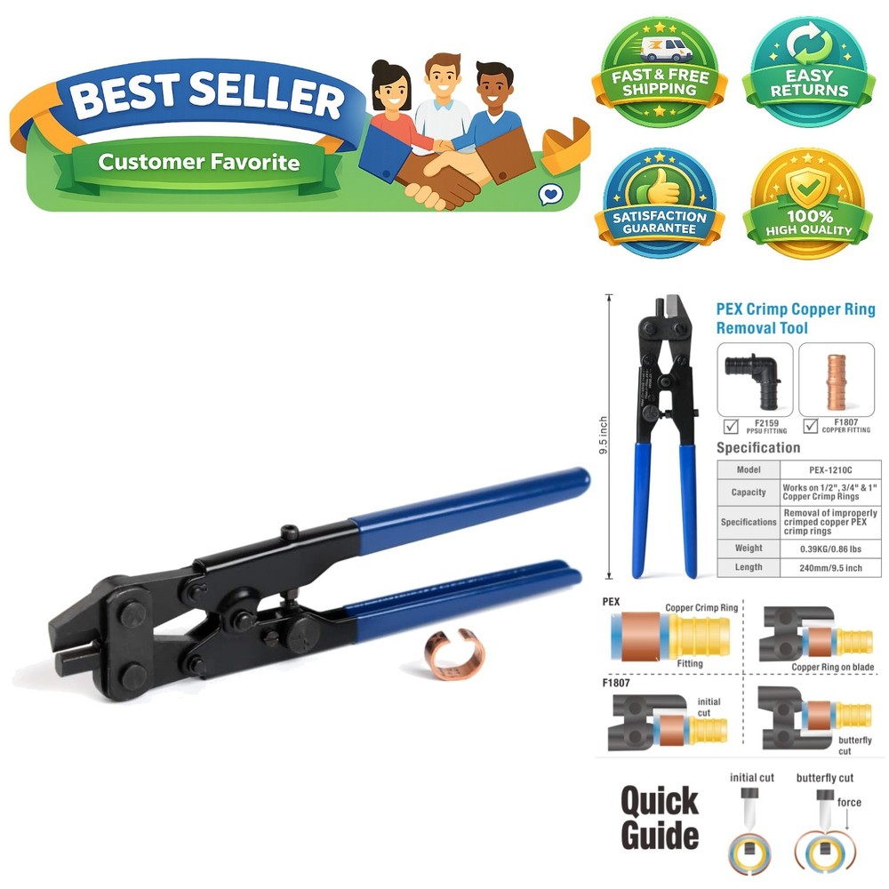 Versatile iCrimp PEX-1210C Decrimping Tool for 1/2, 3/4, and 1-Inch Copper Rings