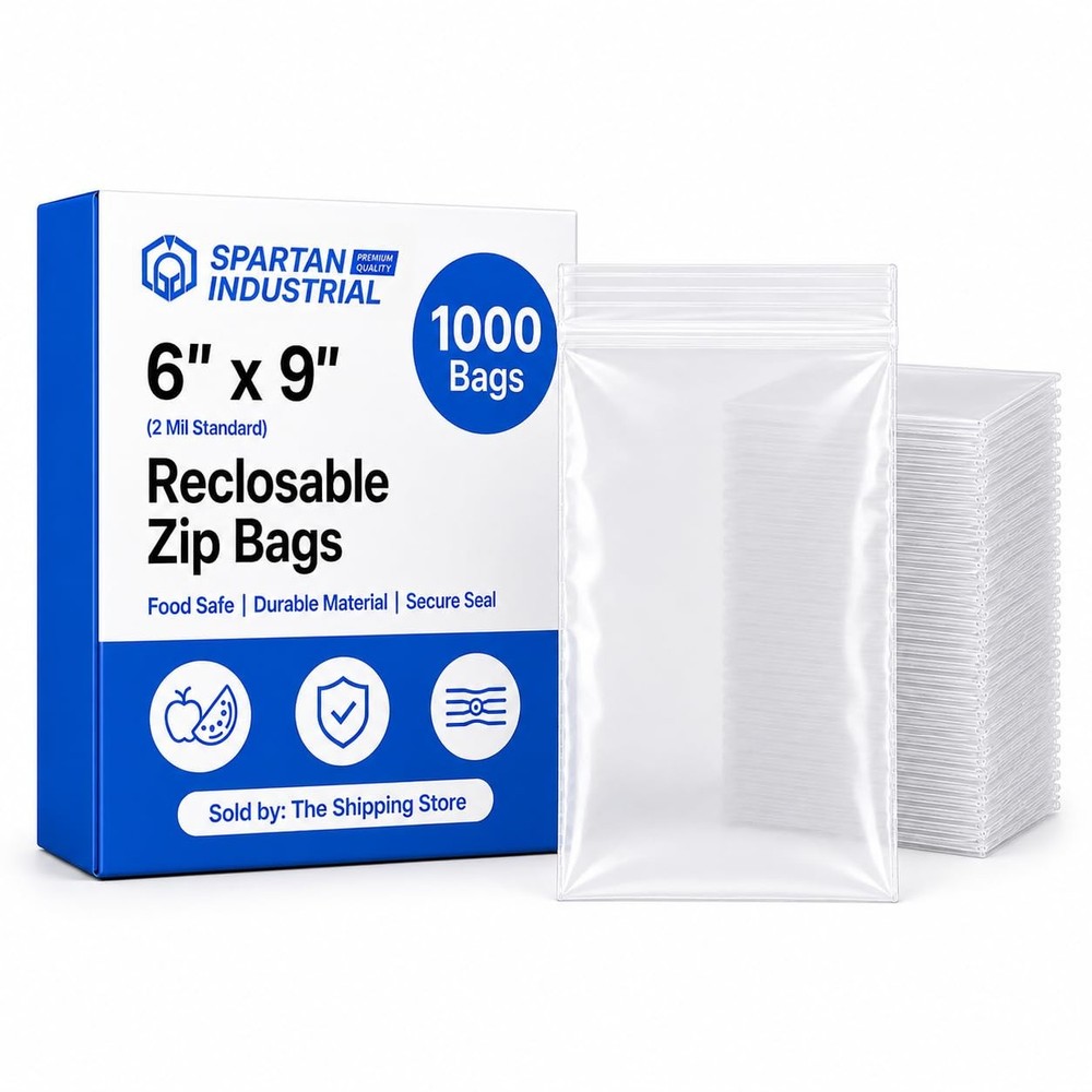 Zip Bags 6×9 Clear 2 Mil 1000 Count Reclosable Poly Spartan Industrial Plastic