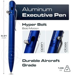 BASTION Bolt Action Pen | Aluminum Blue | Durable Professional Ballpoint Pen