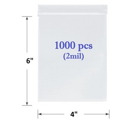 1000ct Clear Resealable 4″x6″ Zip Seal Top Lock 2MIL Clear Plastic Bags Baggies