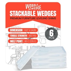Wobble Wedges Flexible Plastic Shims Multi-Purpose Leveling 6, Clear