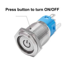 16mm 12V LED ON OFF Waterproof Stainless Steel Latching Push Button Power Switch