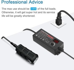 Universal 3A Power Adapter 3V to 24V Adjustable Output for Various Devices