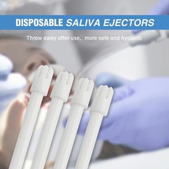 500(5 Bags) WHITE/WHITE Dental Saliva Ejectors Evacuator Disposable Suction Tips