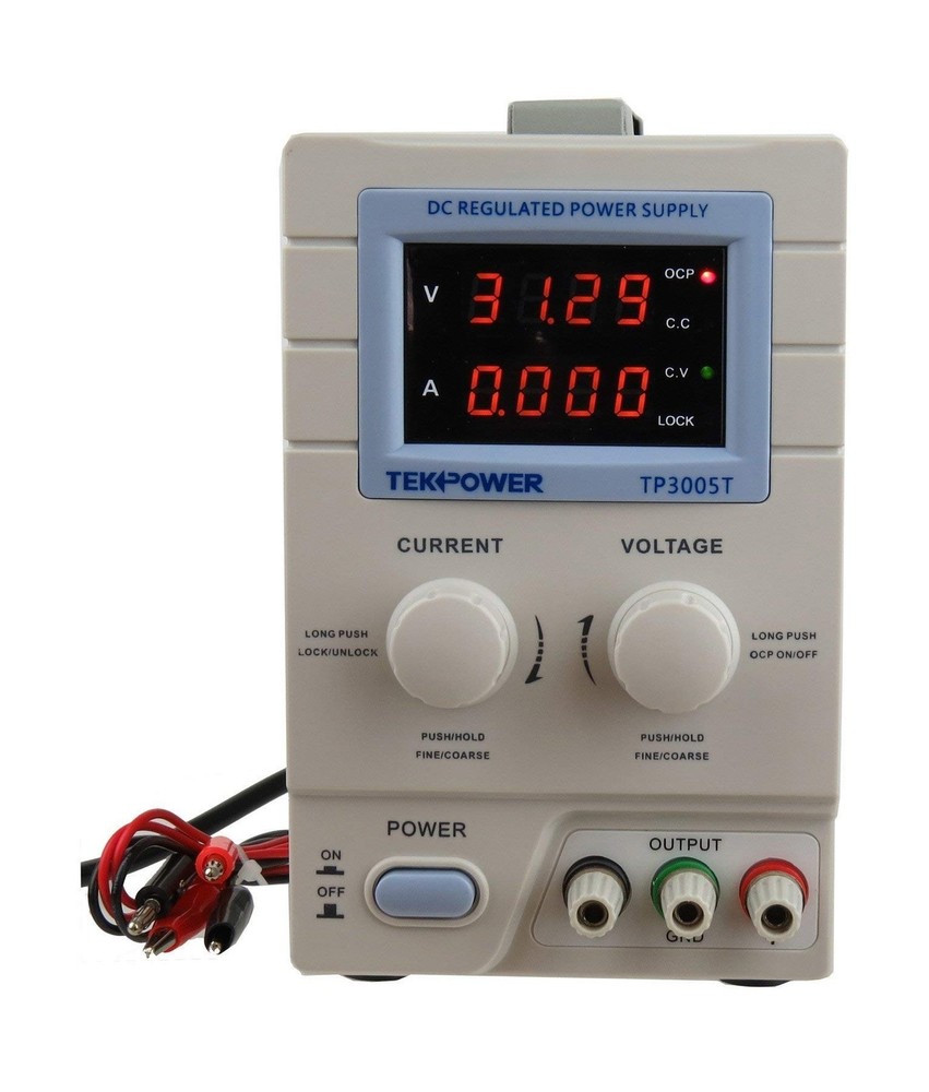 Tekpower TP3005T Variable Linear DC Power Supply, 0-30V @ 0-5A with Alligator…