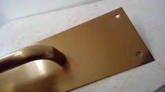 SOLID Satin BRASS Door Pull Plate Handle 14″ x 3-1/2″ w Back Plate