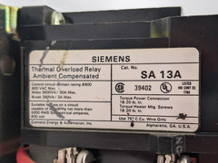 Siemens SXL CO NEMA Size-1 600 VAC 27 AMP 10 HP 3-PH 220/240 Volt Coil Starter