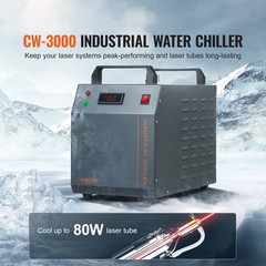 VEVOR Air-cooled Industrial Water Chiller CW-3000 12 L 12 L/min for Laser Tube
