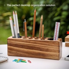Solid Wood Pen Holder For Desk “ Fountain Pen Holder “ Stylish Wooden Pencil Hol