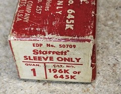 Starrett No. 196K and 645K sleeve – snug – Made in U.S.A.